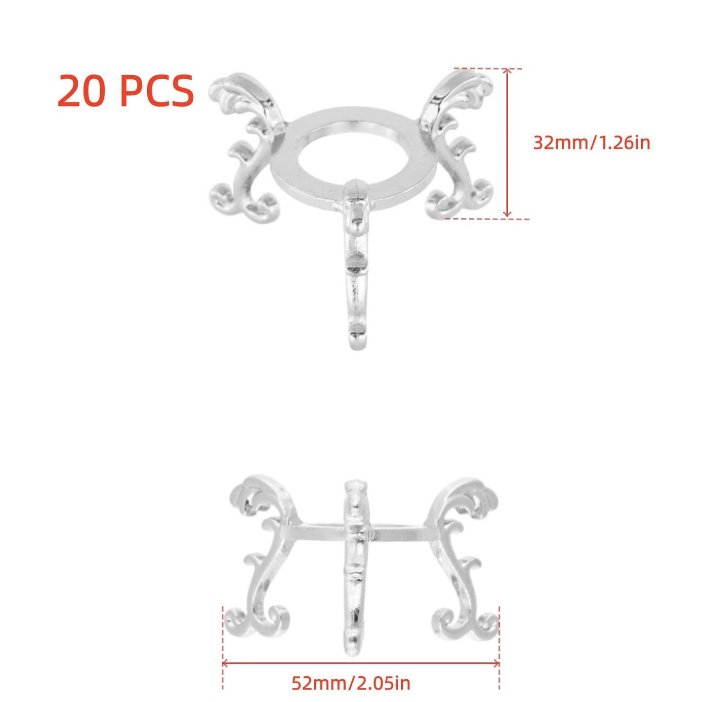Chinflly 20 Pcs Silver Tripod Crystal Ball Display Stand, Small Sphere Holder for 40-80mm Stones, Crystals, Eggs, Shelving Decor