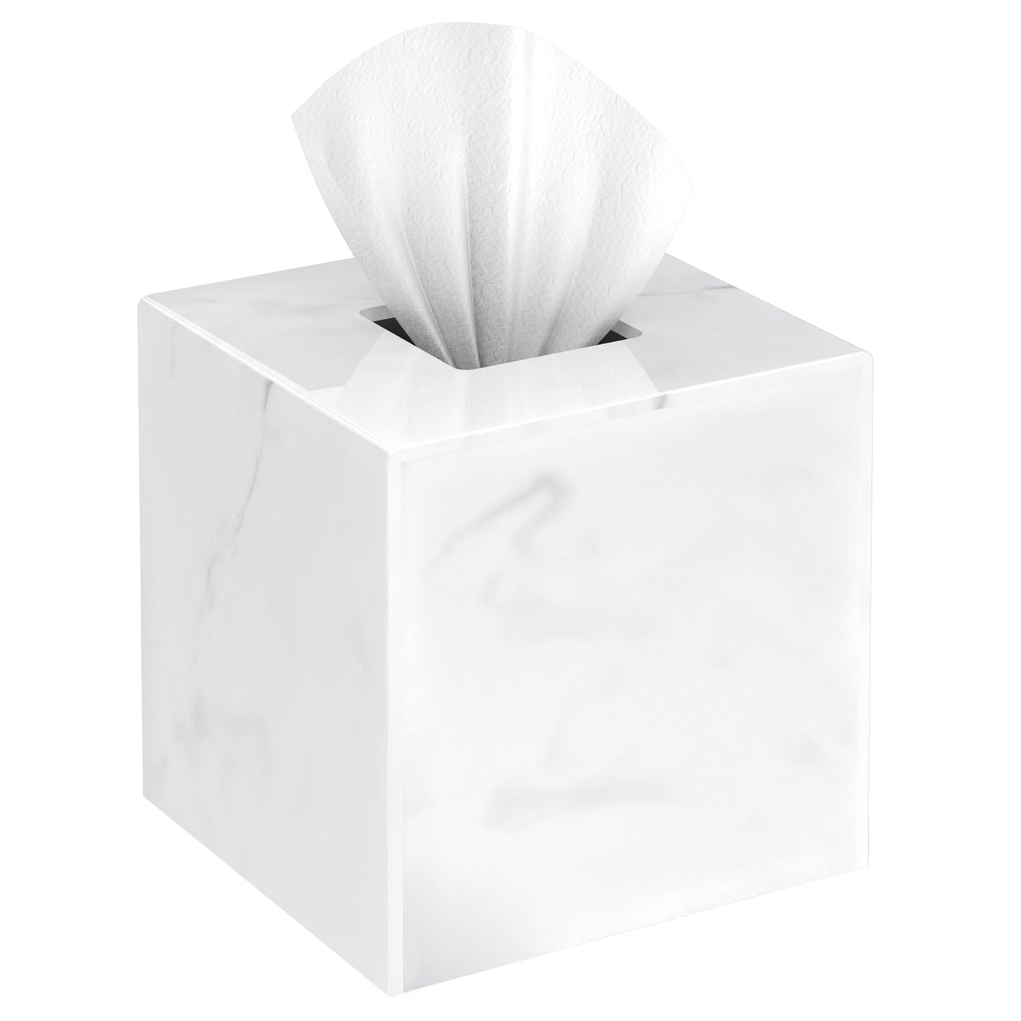 SILUT Stylish Tissue Box Cover Square, Marble Texture Tissue Box Holder, Decorative Tissue Holder for Bathroom, Kitchen, Vanity, Modern Tissues Organizer for Home, Hotel