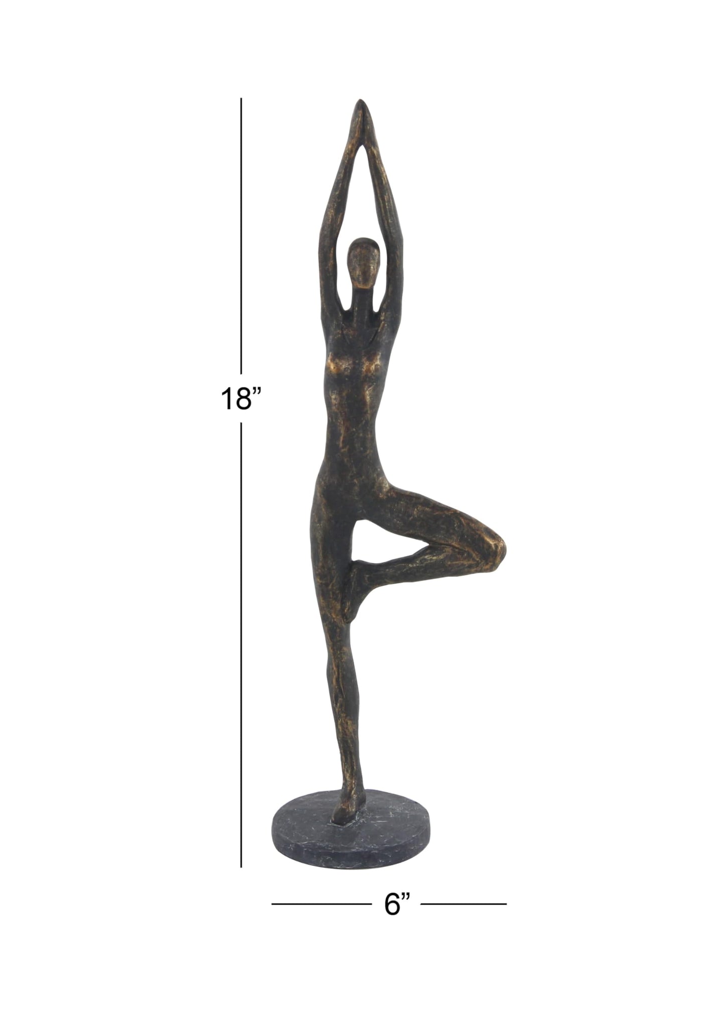 Deco 79 Polystone Yoga Decorative Sculpture Home Decor Statue, Accent Figurine 6" x 4" x 18", Brass