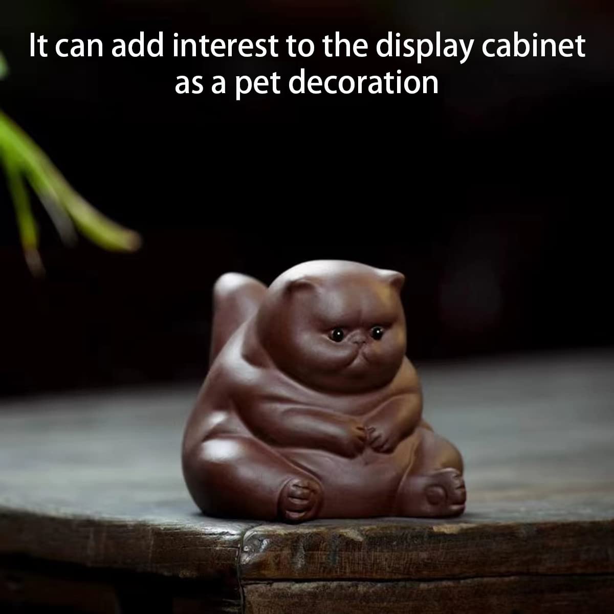 EAEDMY Purple Sand Figurine - Cute Kungfu Tea Pet Gift for Tea Lover Friend - Home Decoration Ornament (Angry Cat)