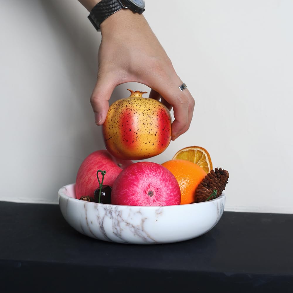 FutureStone Marble Candy Bowl for Home Decor, Modern Decorative Bowl for Coffee Table, Marble Fruit Bowl For Table Centerpiece, Coins Key Catchall Bowl For Entryway (Arabescato, 7.8" x 1.9")