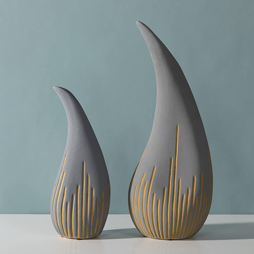 MODIRNATION 'Teardrop' Modern Ceramic Vase, Contemporary Minimalistic Design, Unique Elegant Flower Vase, Decor for Living Room Bedroom, Kitchen, Home and Office (Large)
