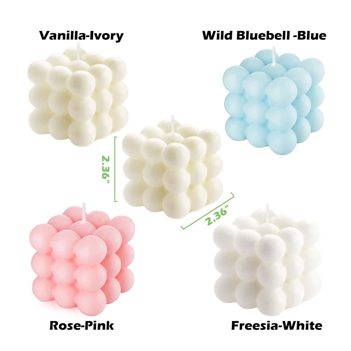 2PCS Bubble Candle Room Decor - Vanilla Scented Gifts for Women, Danish Pastel Bubble Cube Candles, Aesthetic Shelf Decor & Trendy Home Office Decorative Candles