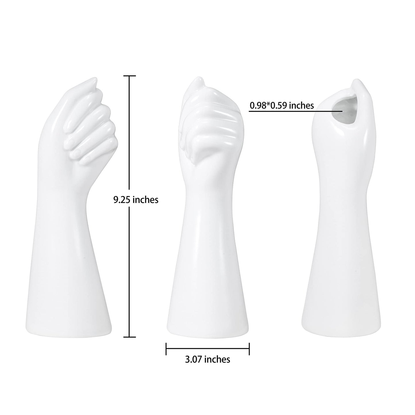 OYMOMYO Human Body Ceramic Hand Vase, Arm Body Shaped Small Flower vase Modern Aesthetic Decorative White Ceramic vases for Home Living Room décor