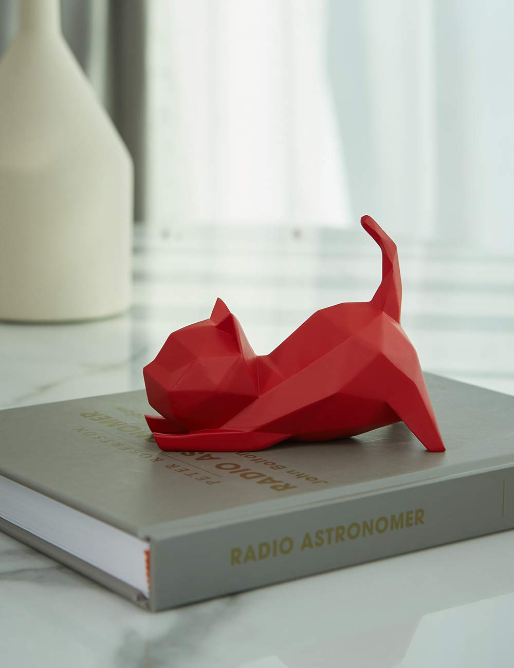 HAUCOZE 5pcs Cat Sculpture Statue Geometric Figurine Modern Home Decor Table Centerpiece Gift for Bedroom Living Room Office