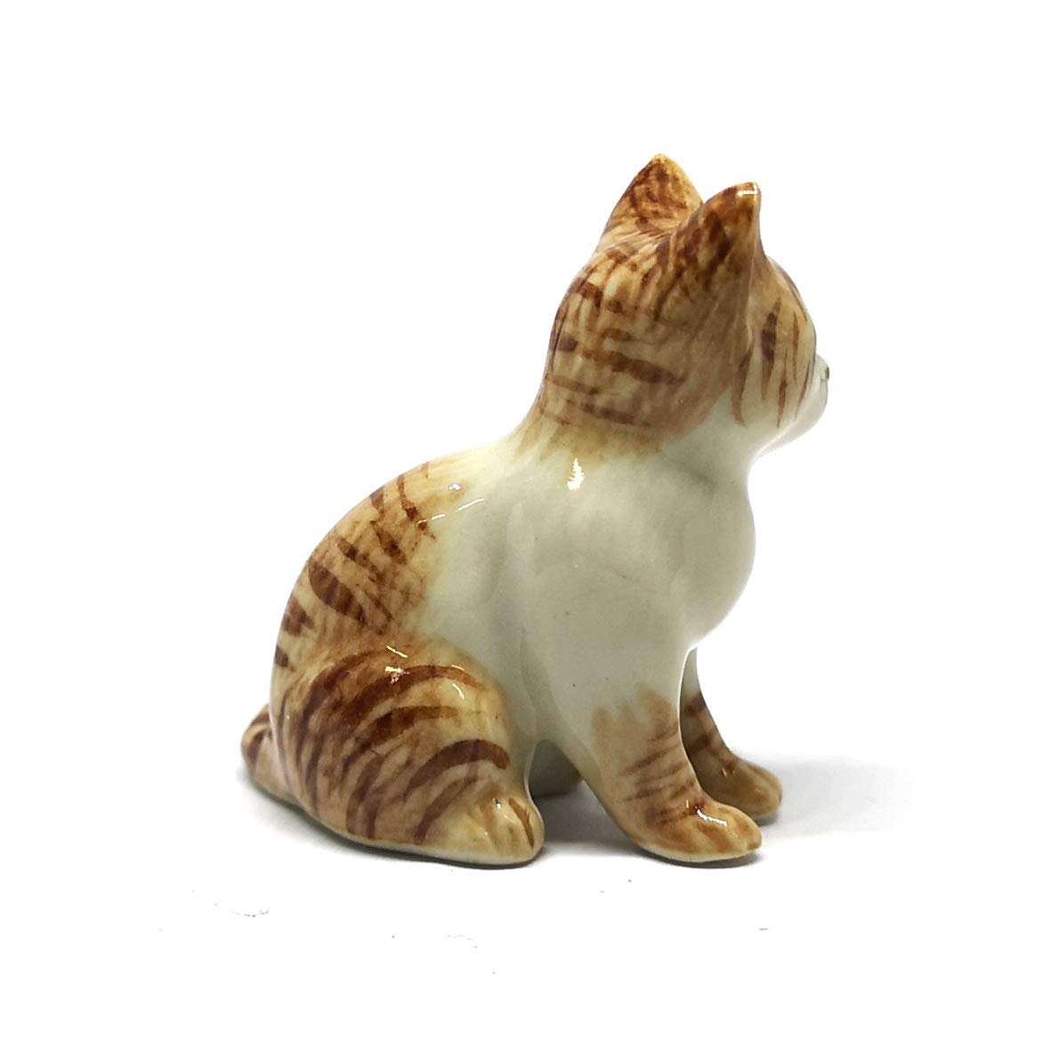 ZOOCRAFT Collectible Ceramic Cat Figurine 1.4 Inch Miniature Handmade Hand Painted Glazed Animal Sculpture for Home Decor and Gift