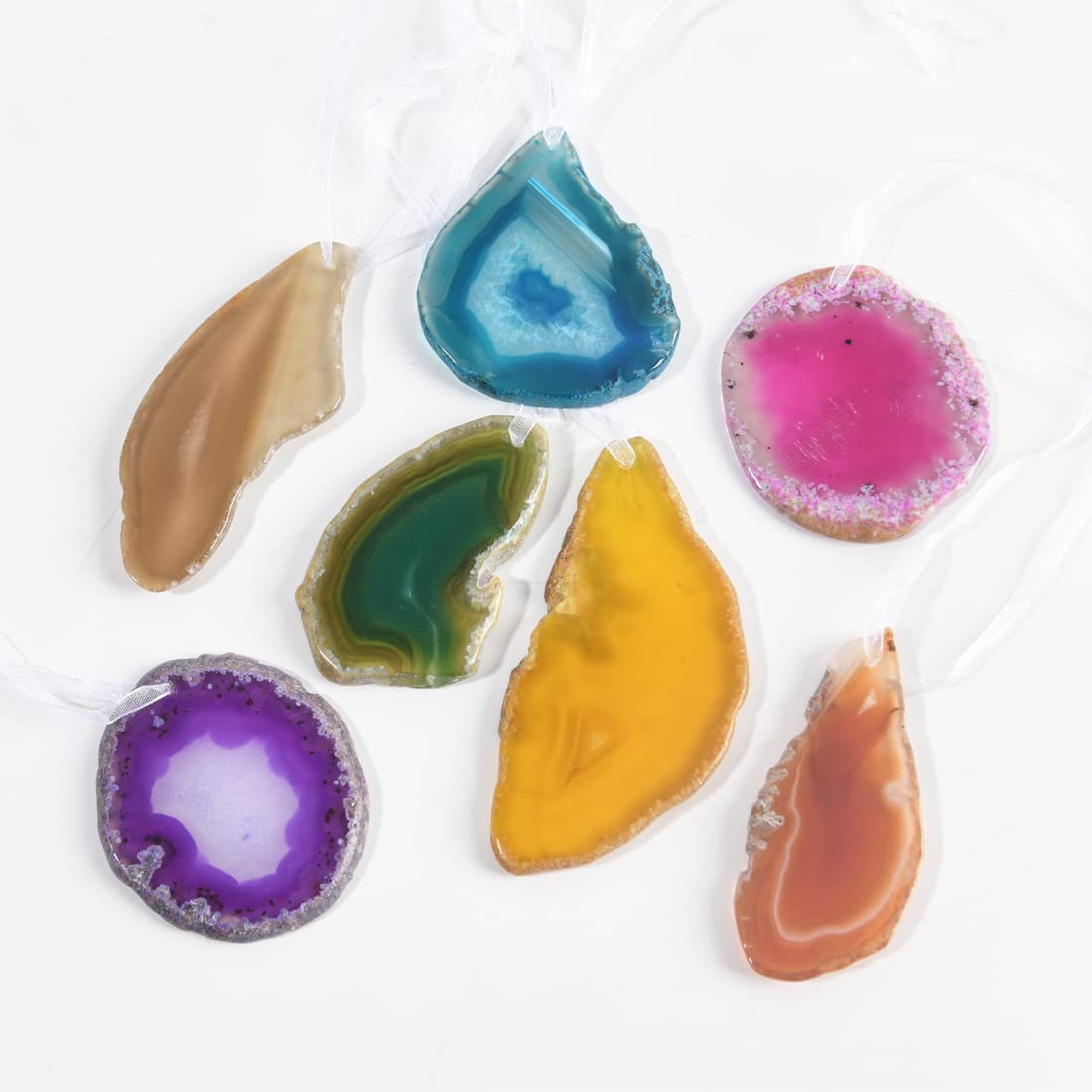 YGLINE Agate Slice Ornaments Christmas Tree Decoration Dangle Drop Hanging Decor 3pcs (Blue)