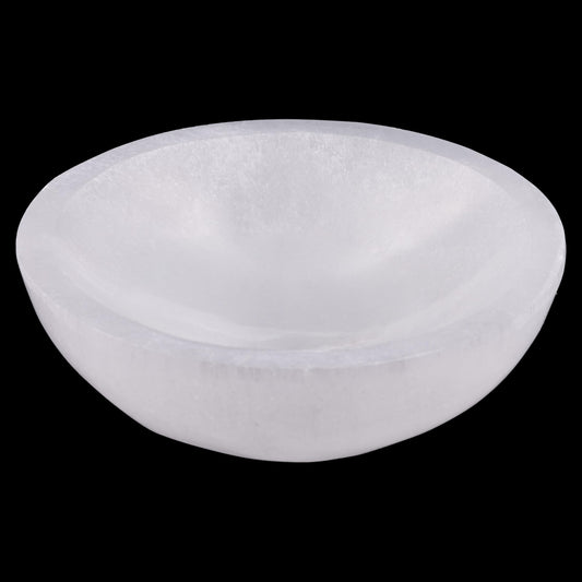 Selenite Bowl for Crystals Charging – 4" Selenite Crystal Bowl – Mined & Crafted in Morocco – Ideal for Cleansing & Recharging Crystals & Healing Stones - Protection Crystals - Spiritual Gift & Decor