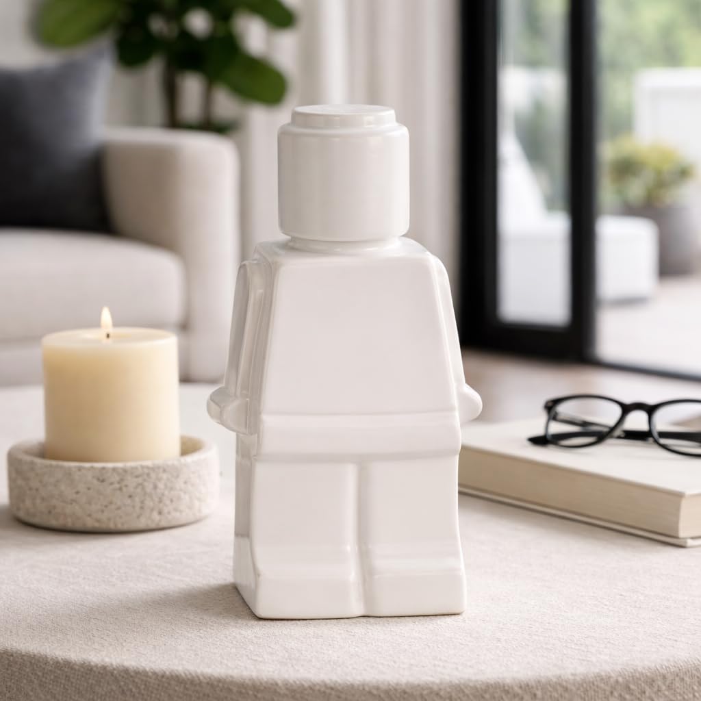 Sagebrook Home Modern Minimalist Figurine - Decorative Ceramic Sculpture for Home & Office - Contemporary Stoneware Accent for Living Room, Bedroom & Desk - 12" White