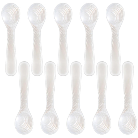Patelai 10 Pieces Set of Caviar Spoons Mother of Pearl Spoons with Handcraft Round Handle for Caviar, Egg, Ice Cream, Coffee, Kitchen, Restaurant for Serving Caviars (8cm/3.15 Inch)