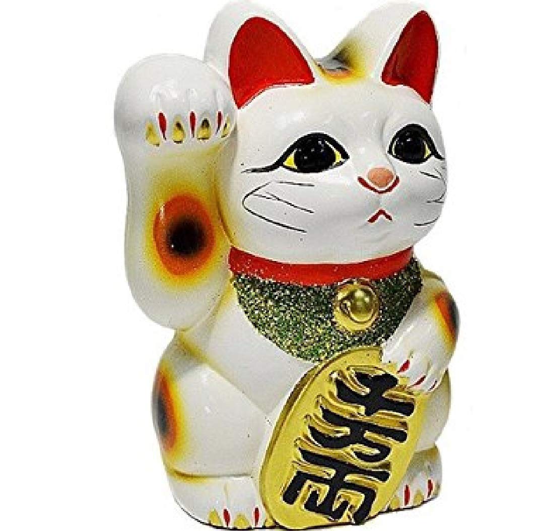 Made in Japan Lucky Cat 6.3'' Tokoname Porcelain White Maneki Neko Right Hand