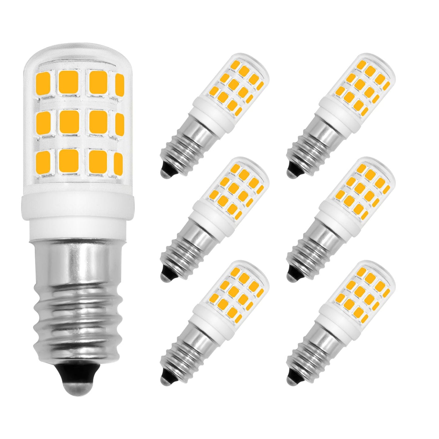 E12 LED Bulb 3W Small Bulb 25W 30W Chandelier Light Bulbs Equivalent Salt Lamp, Dimmable Warm White 3000K 120V E12 Edison Screw C7 Bulbs Decorative Night Lights Bulbs Mini Fridge Light, 6-Pack