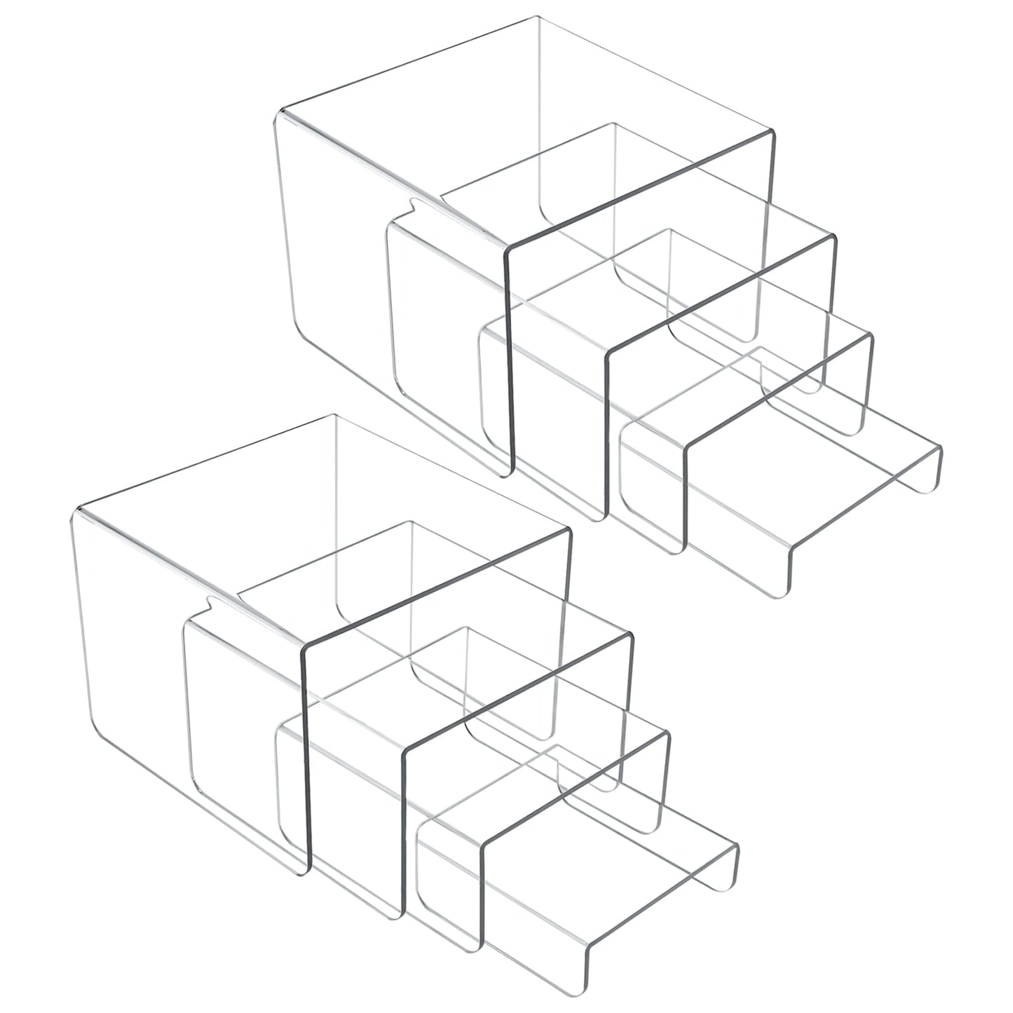 MerryNine Acrylic Risers 8 Pcs, Clear Risers Display Stand, Acrylic Display Risers, Risers for Display for Cupcakes, Figures, Retail, Collectible Figures, Cosmetics, Collectibles Display, Square