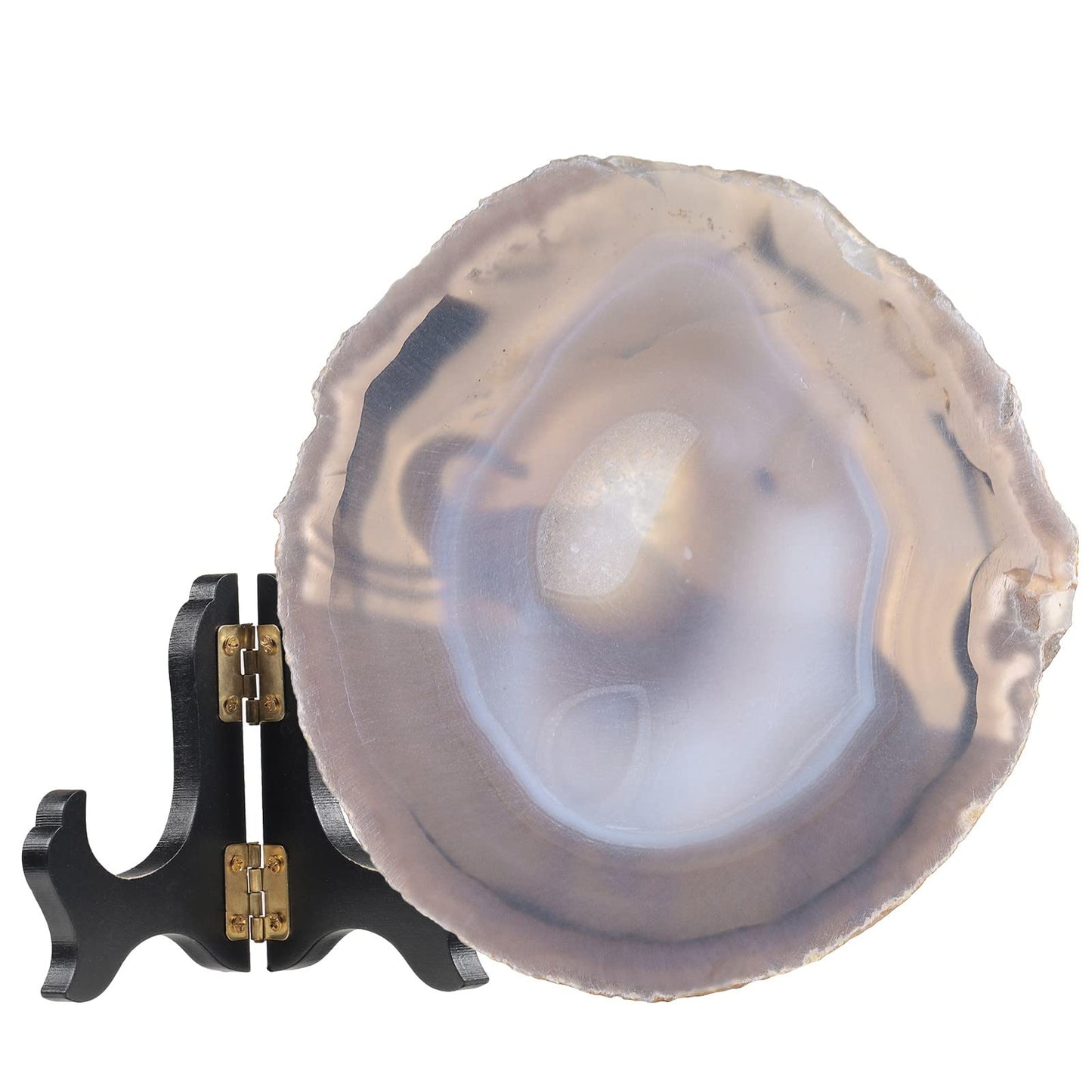 Nupuyai Natural Agate Stone Slice Decor for Home Office, Irregular Geode Agate Painting Artwork with Wooden Stand, Elephant