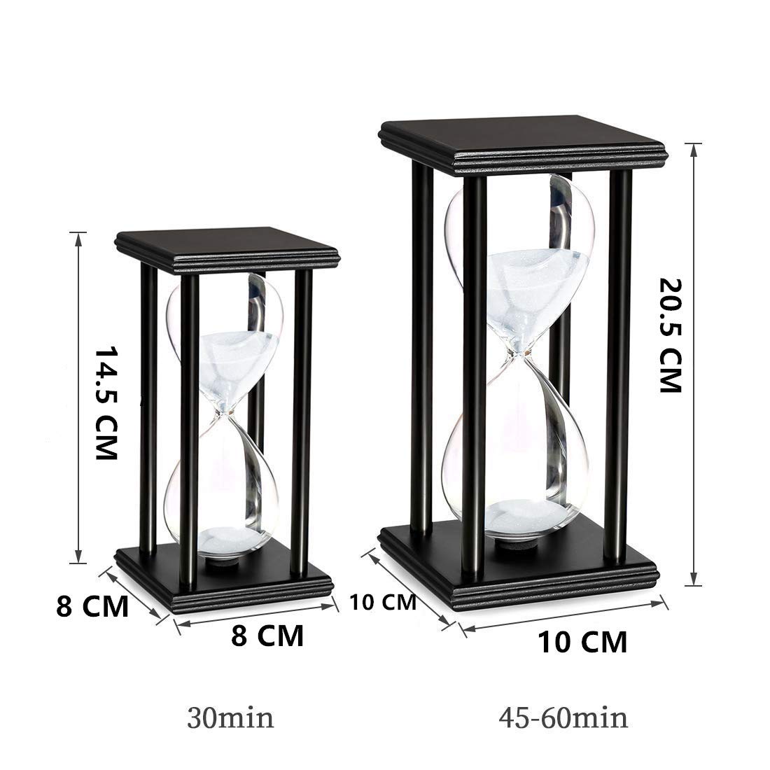 Lodunsyr Hourglass Timer for 60 Minutes Sandglass Timer for Kitchen Living Room Home Bedroom Party Festival School Game Sand Timer (Black Frame White Sand)