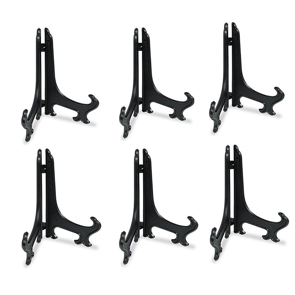 Artliving 10 Inch Black 6pcs/Set Plastic Easels Plate Display Stands Picture Frame Stand Holder