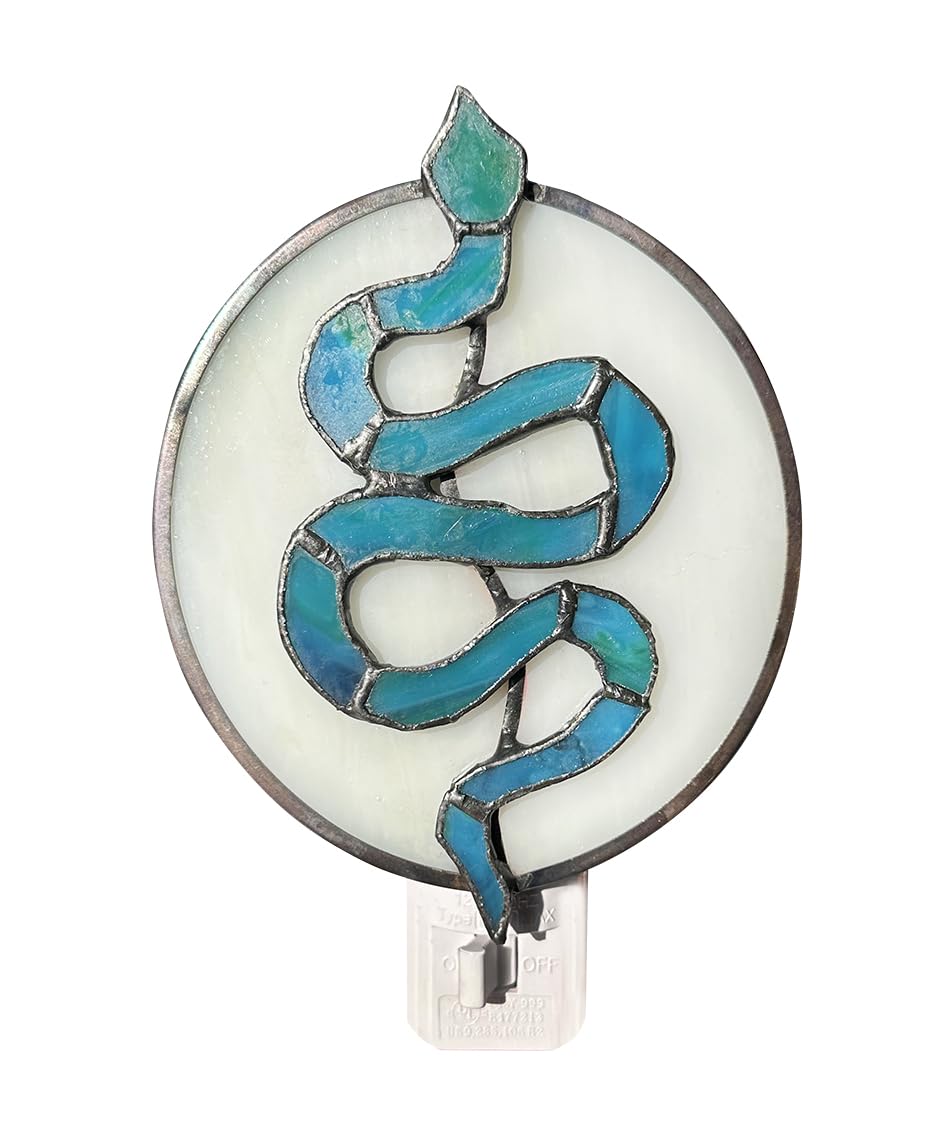 DUONAYU Stained Glass Snake Night Light.Suitable for Bedroom headboard, Hallway, Kitchen.DYM9022 (Green)