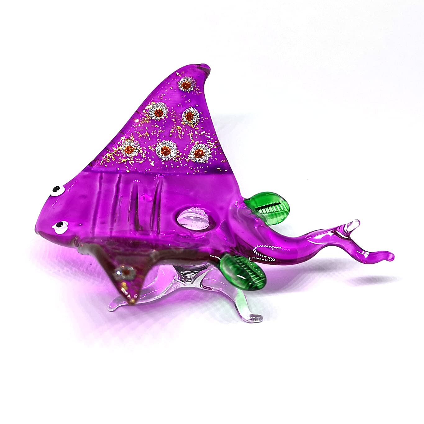ZOOCRAFT Hand-Blown Glass Stingray Figurine, Artisan Ocean Sculpture for Shelf & Terrarium Display — Handmade Gift for Ocean Lovers, Marine Life Fans & Coastal Collectors
