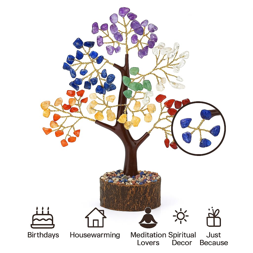 TrendSphere 7 Chakra Crystal Tree of Life – Handmade Healing Crystal Money Tree for Positive Energy, Wealth & Good Luck | Spiritual Home & Office Decor | Birthday Gifts for Women, Mom, Loved Ones