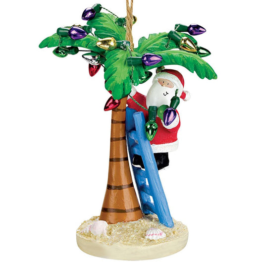 Cape Shore Santa Decorating Palm with Lights Ornament, 3.5-inches Height, Resin, Multicolor