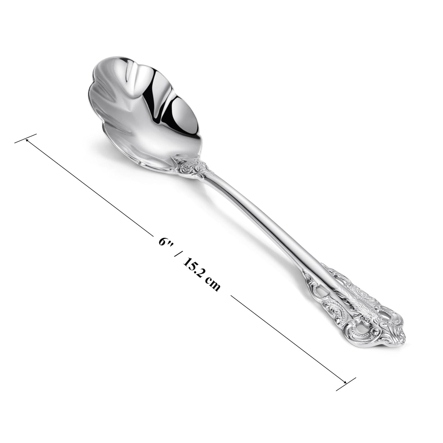 KEAWELL Premium Luxury 4-Piece 6" Tea Spoon Set, 18/10 Stainless Steel, Vintage Coffee Espresso Demitasse Spoons, Smooth Edges, Dishwasher Safe (Silver)