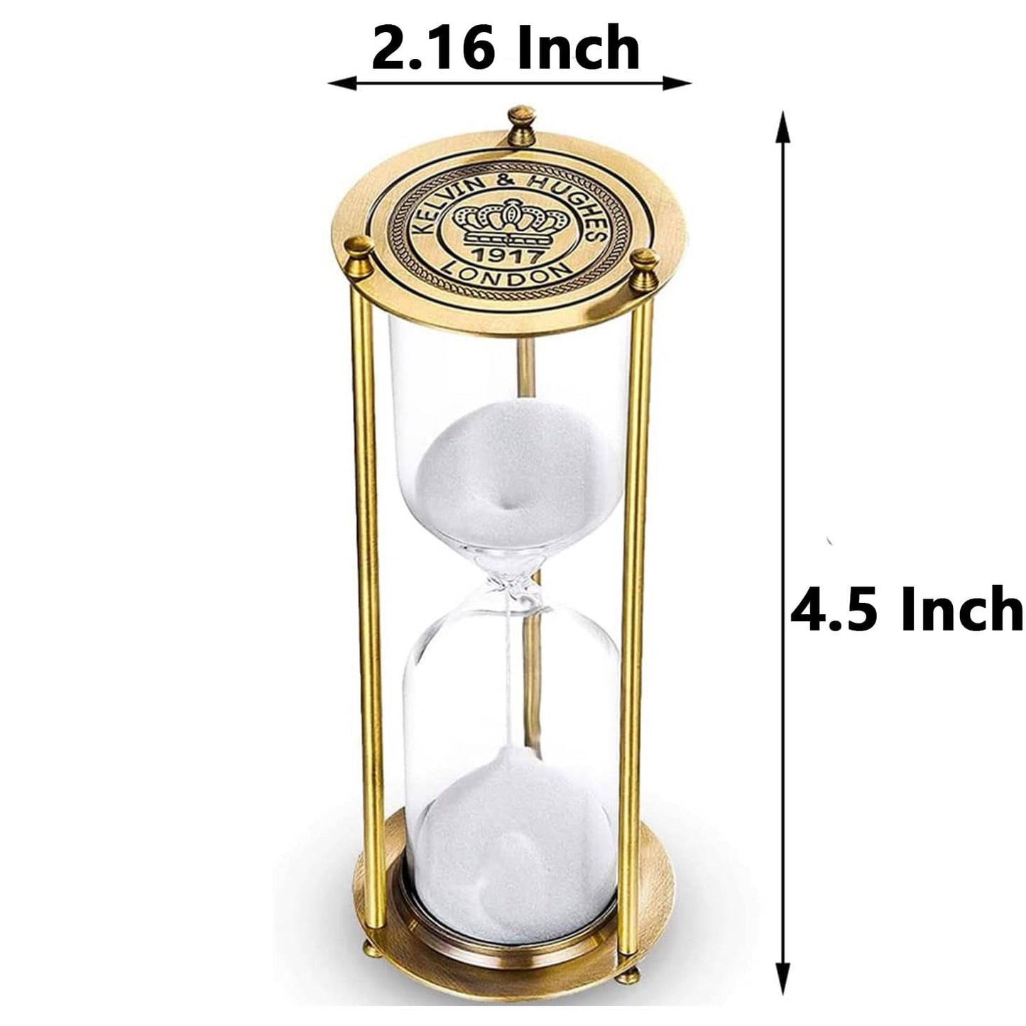 Vintage Sand Timer 5 Minute Hourglas, Small Sand Clock, Antique Brass Grave Sand Watch 5 Min,Antiguo Reloj De Arena 5 Minuto,Metal Unique Sandglass for Kitchen Home Office Game Gifts