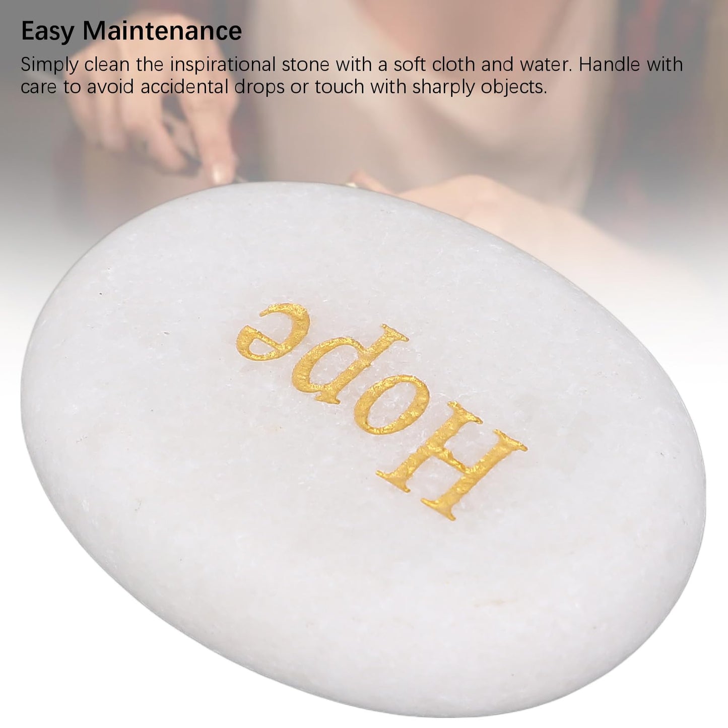 TOPINCN Engraved Inspirational Stone, Encouragement Motivational Marble, 3 Different Words Faith Rocks, Garden Stones, Meditation Amulets for Home Decor and Gifting, Palm Sized