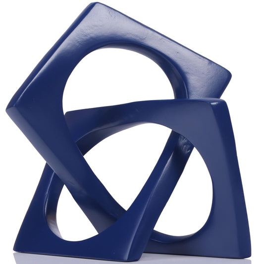 XMGZQ Navy Blue Knot Statue for Coffee Table Centerpiece Decor,Modern Abstract Art Geometric Sculpture and Figurines, Home Decor Accent,Cube Knick Knacks for Shelves,Bookshelf,Entryway,Floating