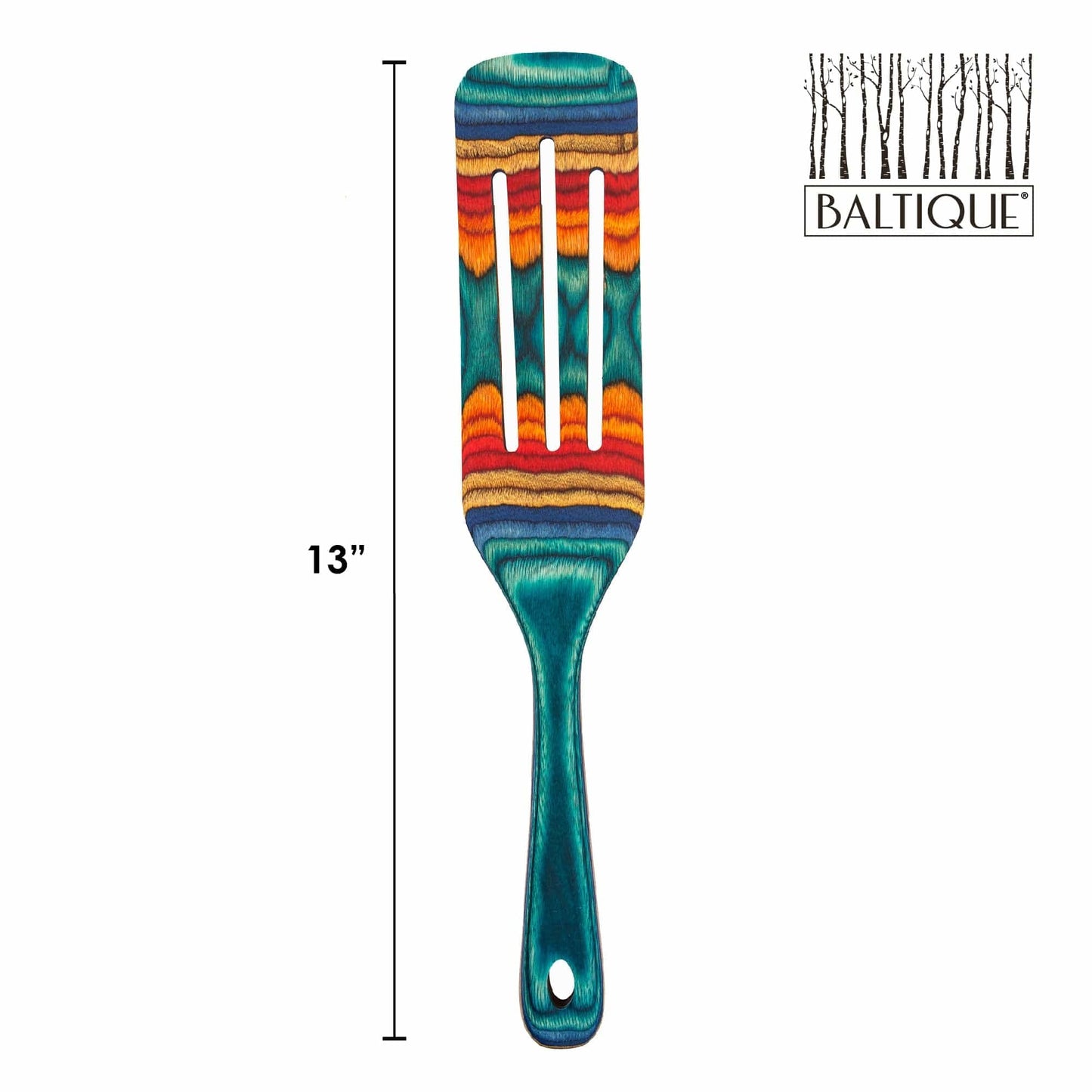 Baltique Montego Bay Collection 13" Wooden Spurtle Spatula – Colorful Birch Wood Cooking Utensil, Nonstick Safe, Versatile Stirring & Serving Tool