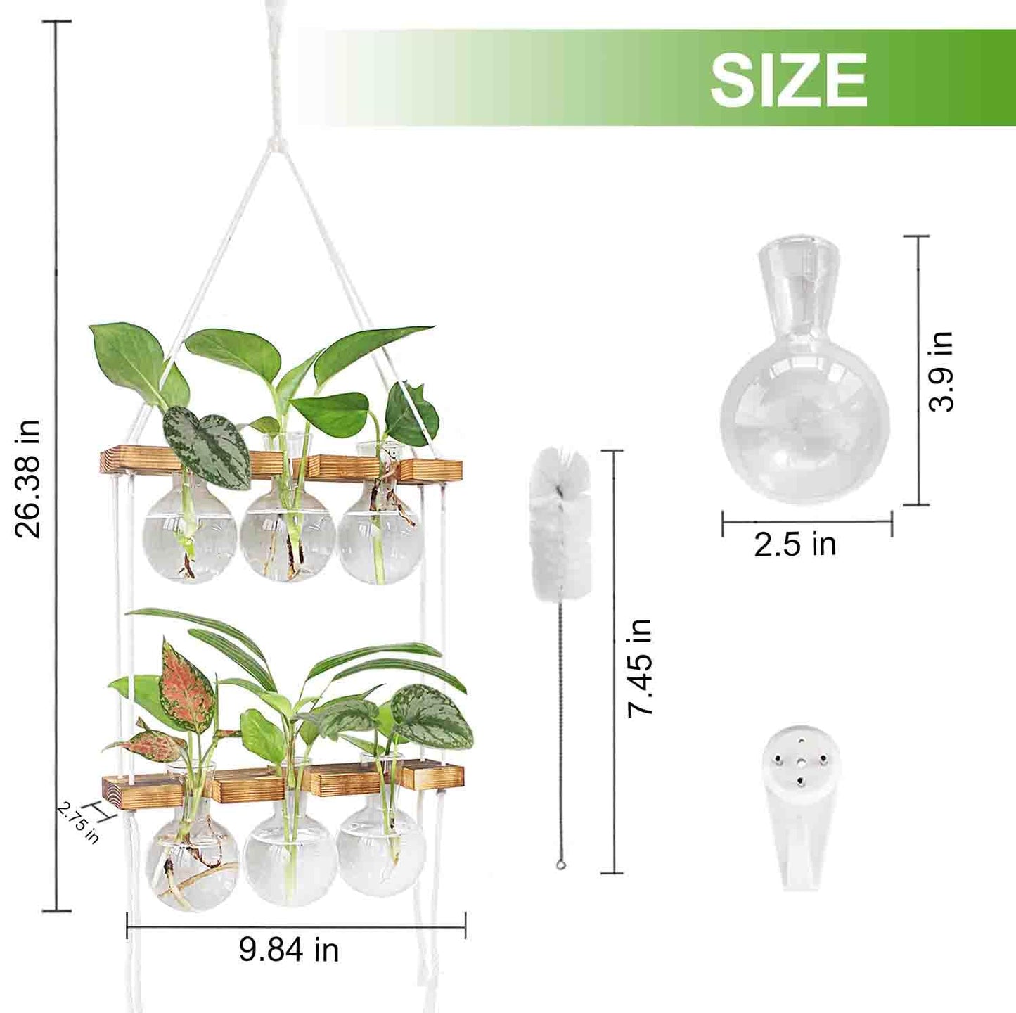 Renmxj Plant Propagation Station Wall Hanging with 2 Tiered Wooden Stand