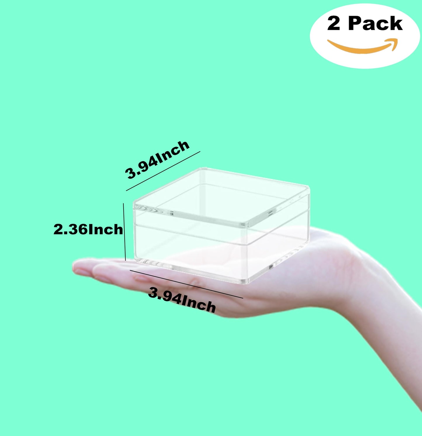 LOVPLAY Acrylic Box Clear Display Box Plastic Square Cube Acrylic Storage Containers Wedding Candy Box for Jewelry Collectibles, Minerals,Figurines 4x4x2.4Inch/100x100x60mm