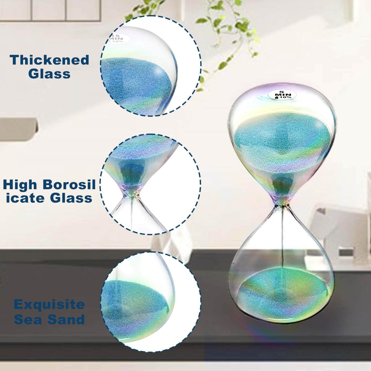 SuLiao Hourglass Sand Timer 60 Minutes,Turquoise Sand Clock 60 Min,Sand Watch 1 Hour,Large Hour Glass Sandglass,reloj de Arena 60 minuto for Home,Desk,Office Decor