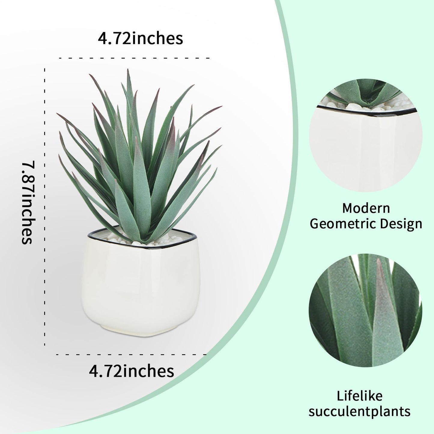 TOPSV Artificial Succulents in Pots - Small Fake Plants Mini Succulent Agave Faux Plants Indoor for Boho Bathroom Decor, Bedroom, and Coffee Table Office Farmhouse Decoration