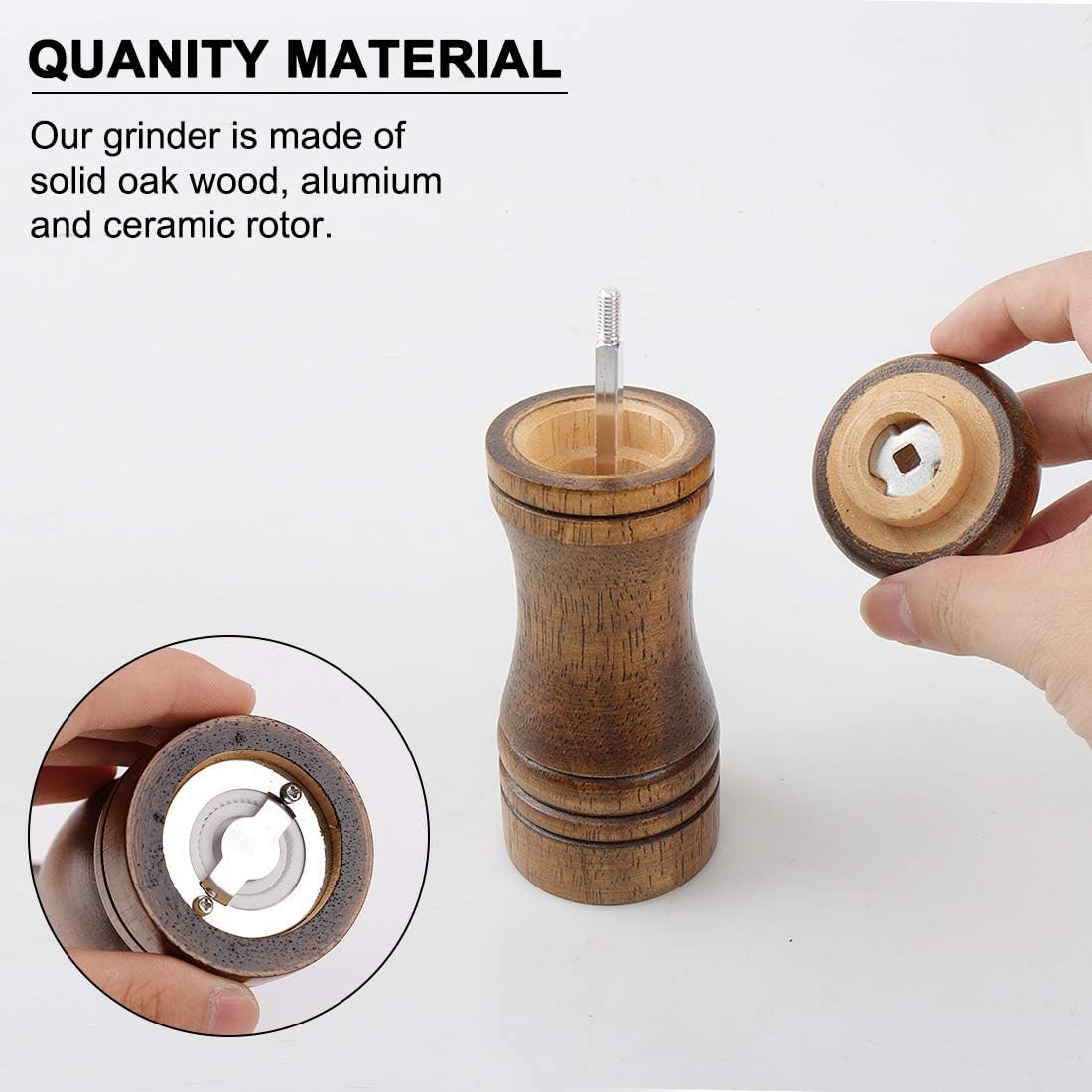 Pepper Grinder and Salt Shaker Set 5.5 Inch Wooden Pepper Mills Shaker with Adjustable Coarseness for Seasoning Meal Prep Cooking Dining