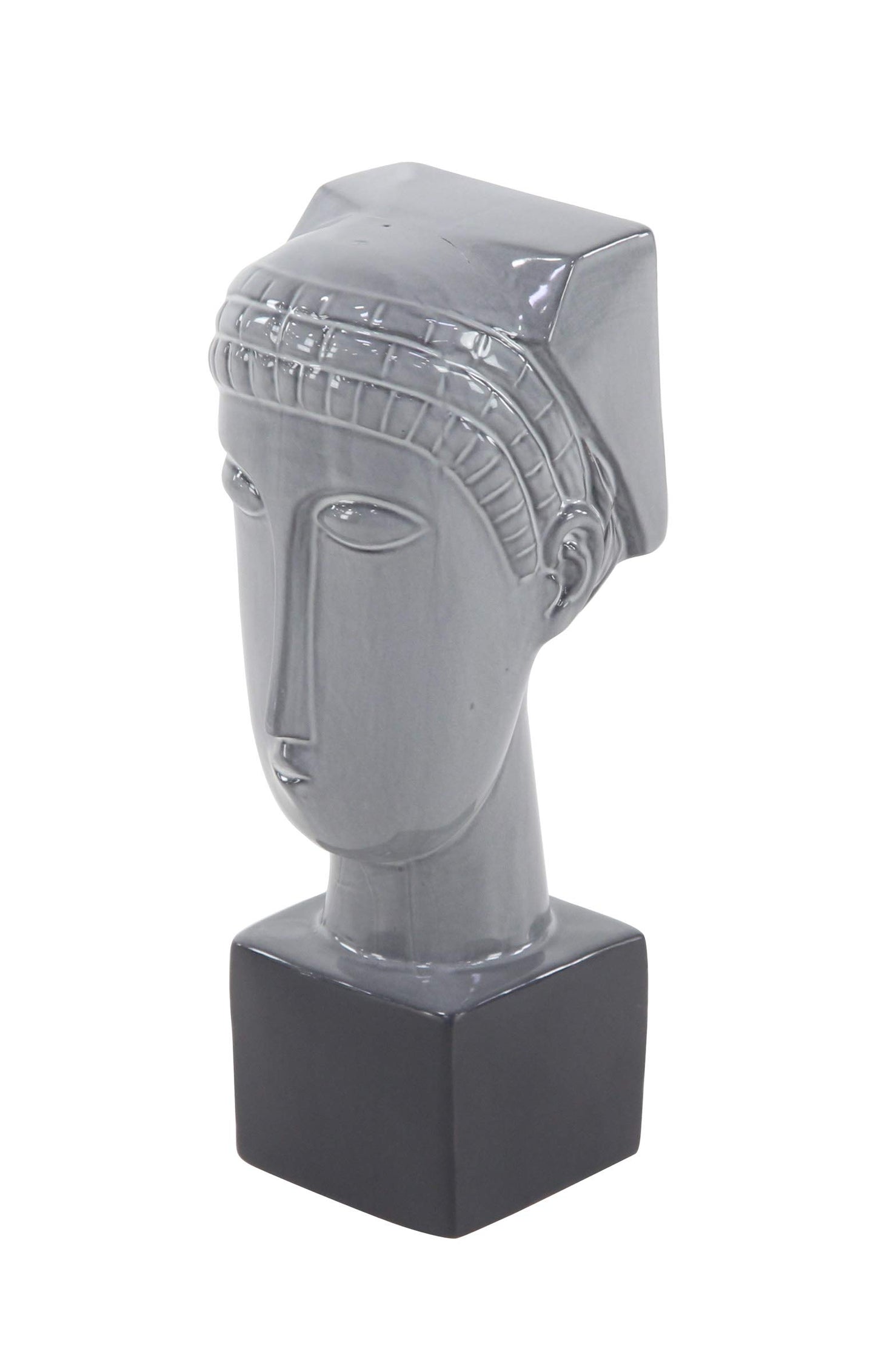 Deco 79 Ceramic People Face Sculpture, 4" x 5" x 12", Gray