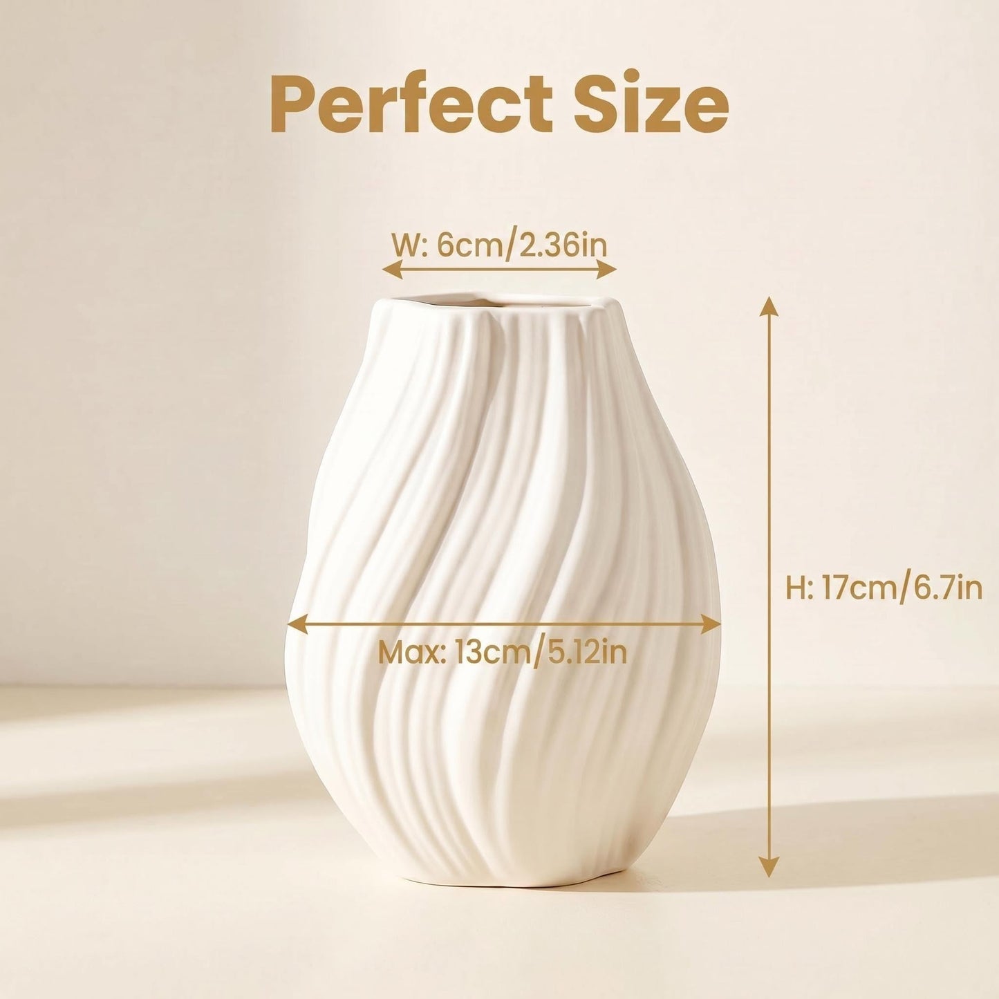Modern White Ceramic Vase,Nordic Boho Geometric Striped Round Decorative Vase for Living Room,Shelf, Wedding&Dining Table Centerpiece, Farmhouse Home Decor, Office Decoration, Decorative Pottery