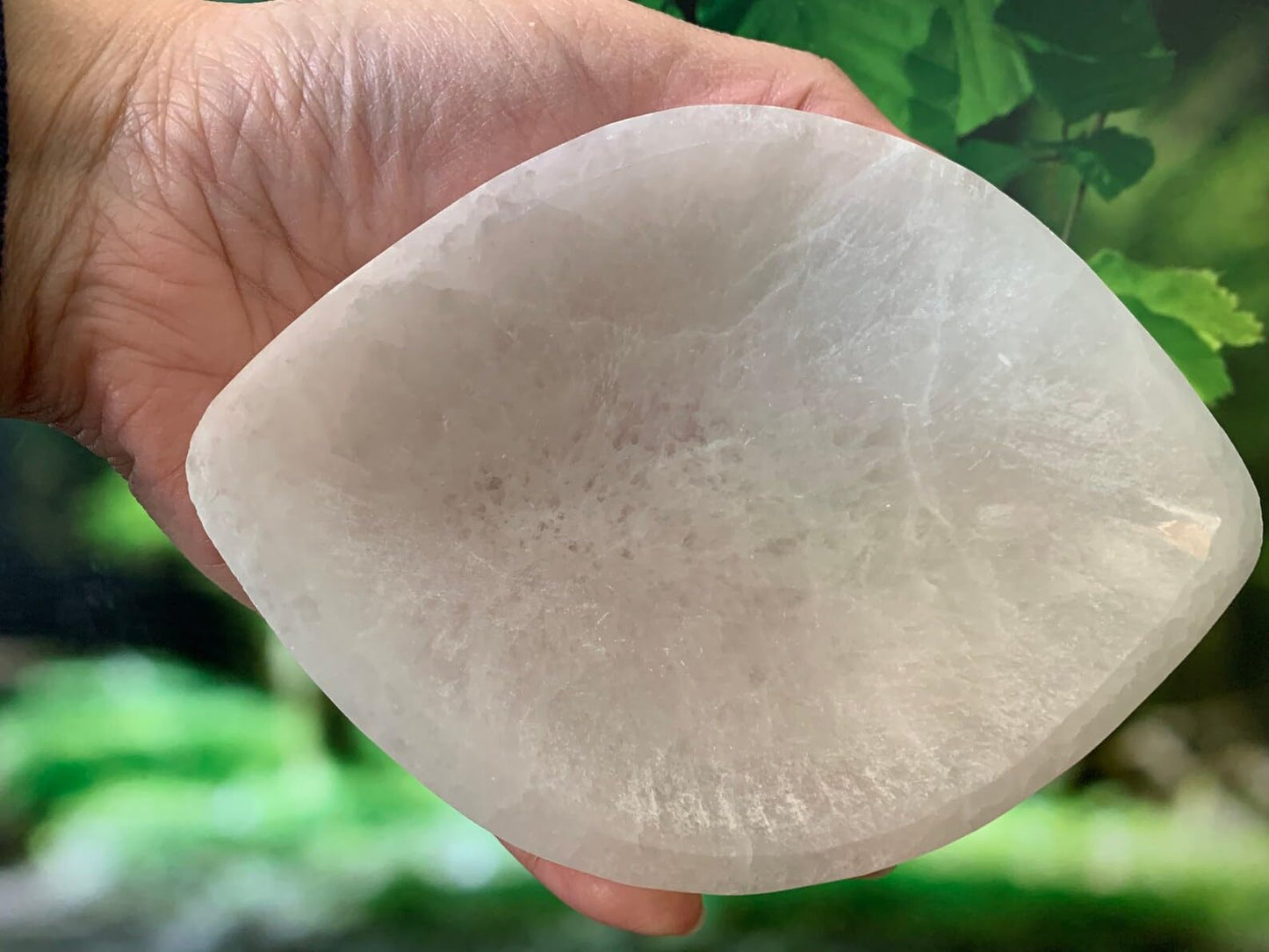 GAF TREASURES 5" Selenite Eye Shaped Bowl, Gemstone Carved Selenite Crystal, Meditation Bowl, Reiki Bowl, Jewelry Holder, Crown Chakra, Cleansing, Charging, Healing
