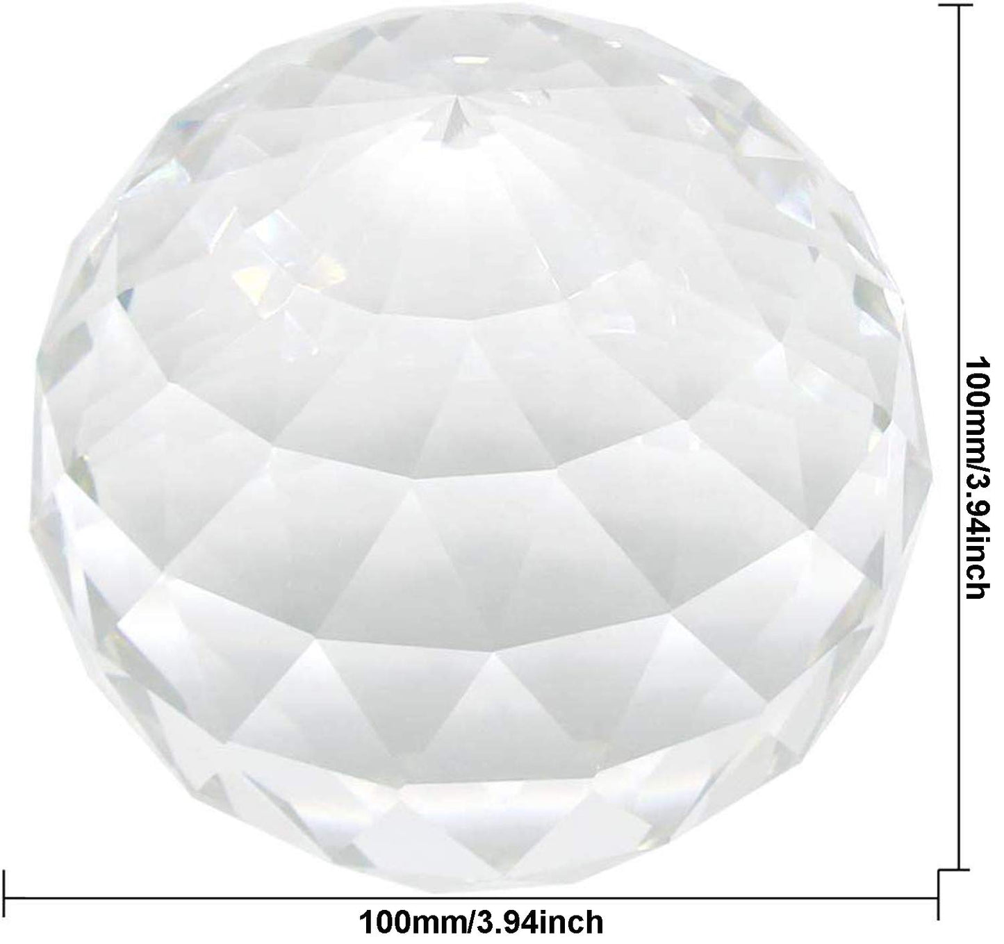Clear Glass Crystal Ball Prism Suncatcher Rainbow Maker, Sphere Faceted Gazing Ball for Window, Feng Shui, Home Office Garden Decoration(100mm/3.94inch)