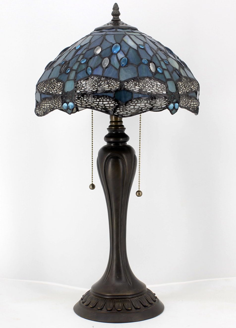 WERFACTORY Tiffany Table Lamp Stained Glass Bedside Lamp Desk Reading Light