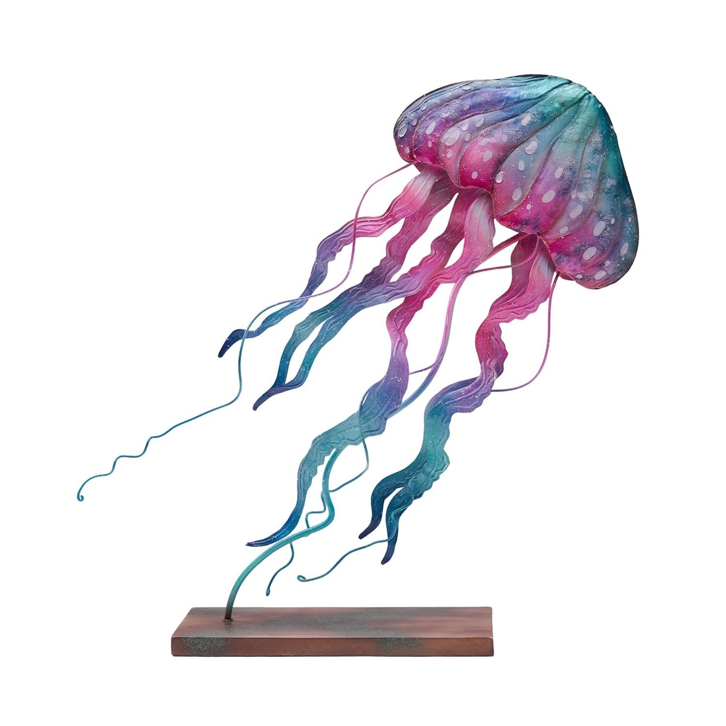 Beachcombers Jellyfish on Stand Figurine, 11-Inch, Metal, Multicolor