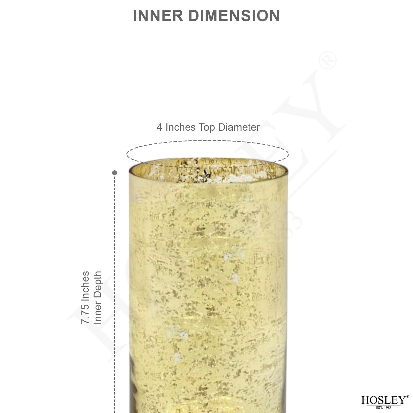 Hosley Set of 2 Mercury Gold Glass Vases – Elegant Flower Pots for Boho Decor, Wedding Gifts, Decorative Centerpieces, Hurricane Style Vase for Home, Events, and DIY Crafts