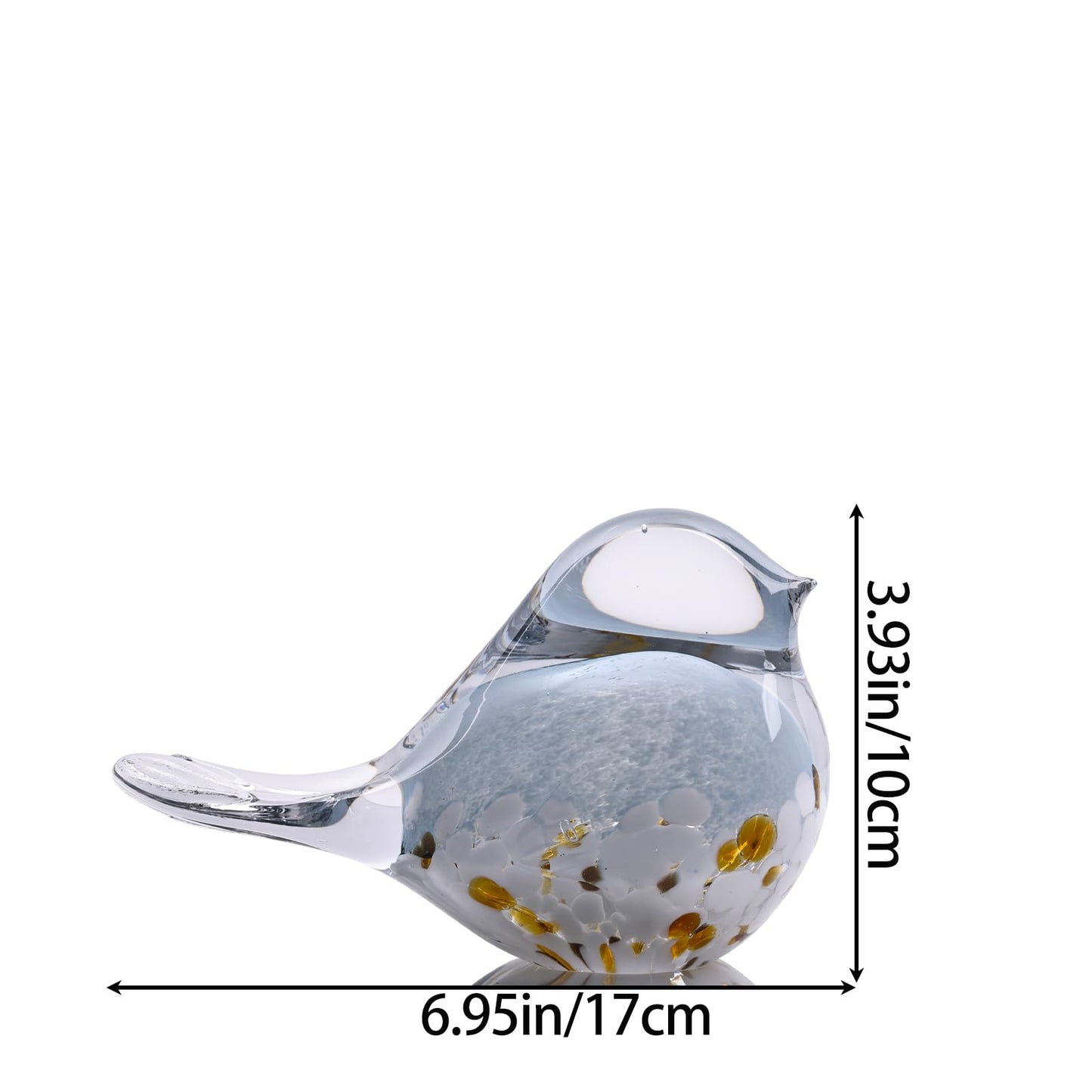 DOVDOV Hand Blown Glass Bird Statue Home Decor, Small Blue Glass Art Bird Sculpture for Office Desktop on Dresser entryway Decorative Ornament and Paperweight.