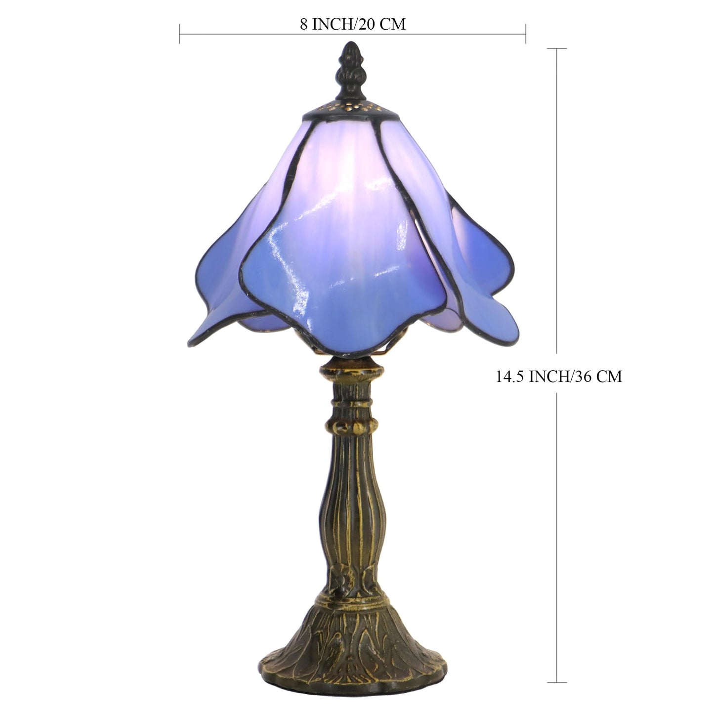 WFAYNTIFL Small Tiffany Table Lamp Blue Morning Glory Style W8H14.5 Inch