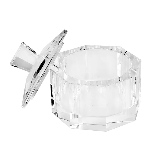DONOUCLS Crystal Candy Dish with Lid Hand-Cut Home Decorative Jewelry Box/Jar W 5" x H 5" with Multi-faceted, Comes With Gift Box