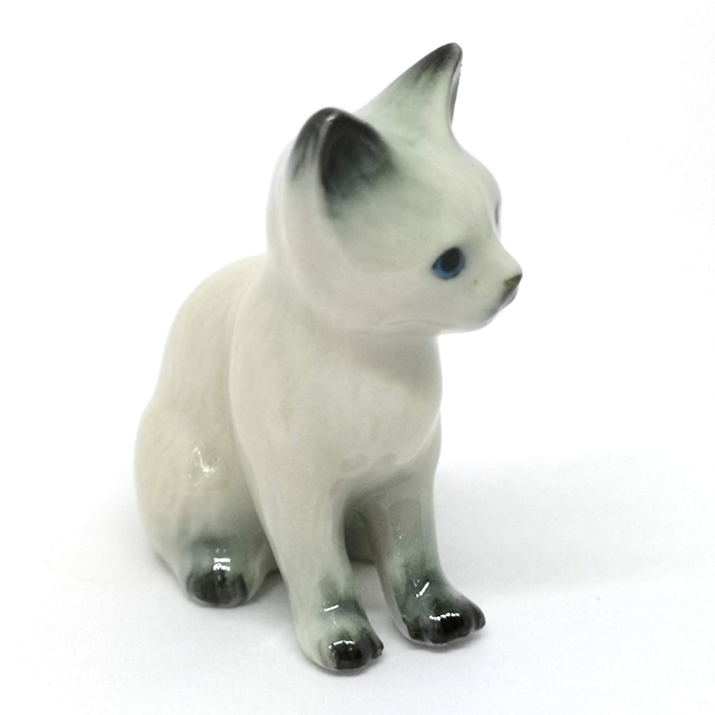 ZOOCRAFT Miniature Ceramic Cat Figurine, Hand-Painted Collectible Small Cat Statue, Handmade Animal Figurine for Home Décor & Gifts