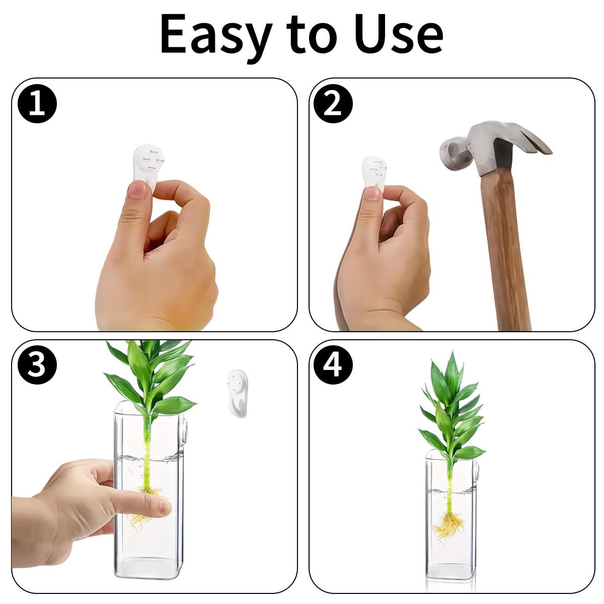 Aulufft 6 Pcs Glass Wall Mounted Planters, Hanging Glass Tubes Flower Vase, Wall Vase for Plants Indoor, Propagation Wall Planter Container for Hydroponics Plants, Garden Wedding Decor