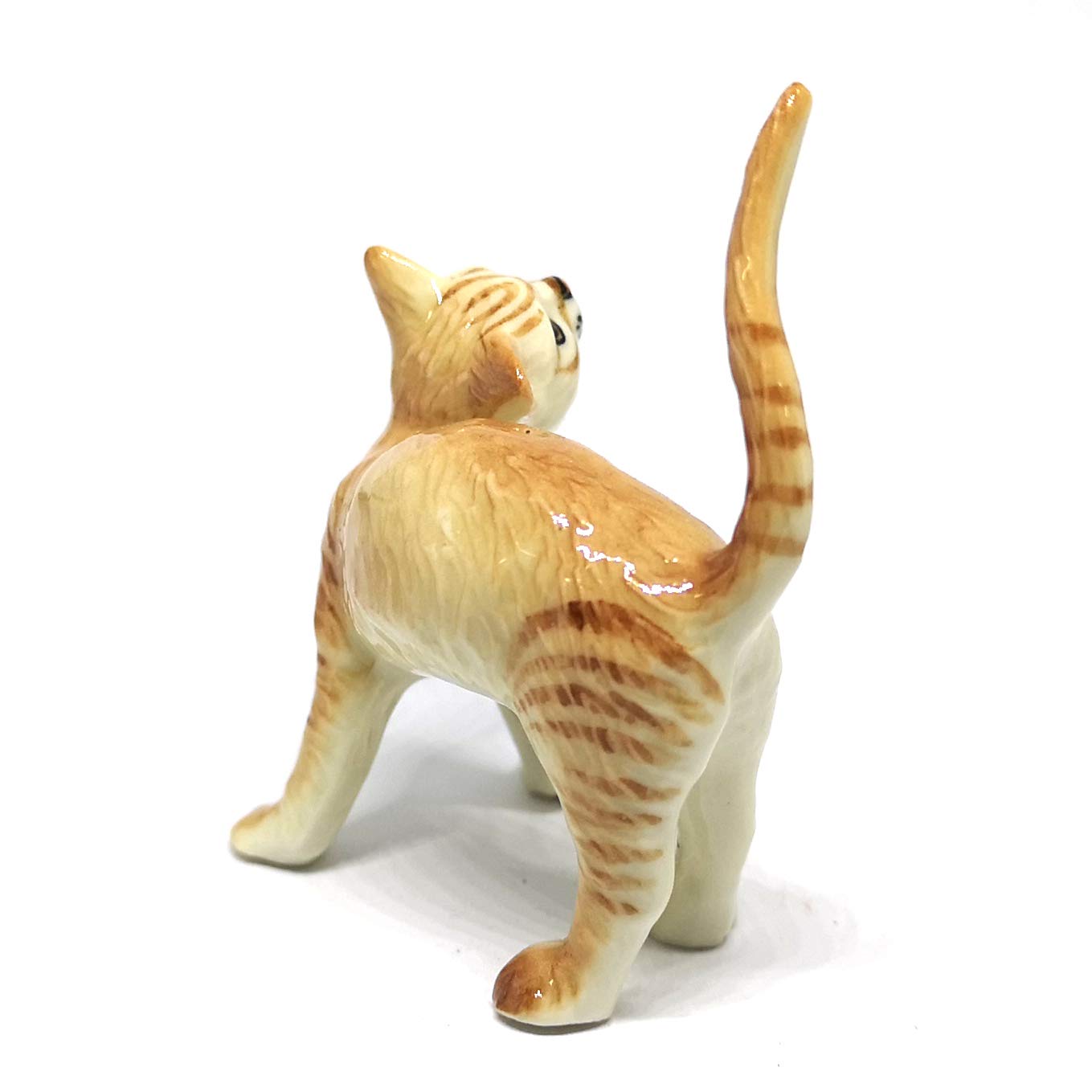 ZOOCRAFT Ceramic Orange Tabby Cat Figurine, Hand-Painted Stoneware Kitten Sculpture for Shelf & Desk — Artisan Gift for Cat Lovers, Cat Moms & Pet Owners