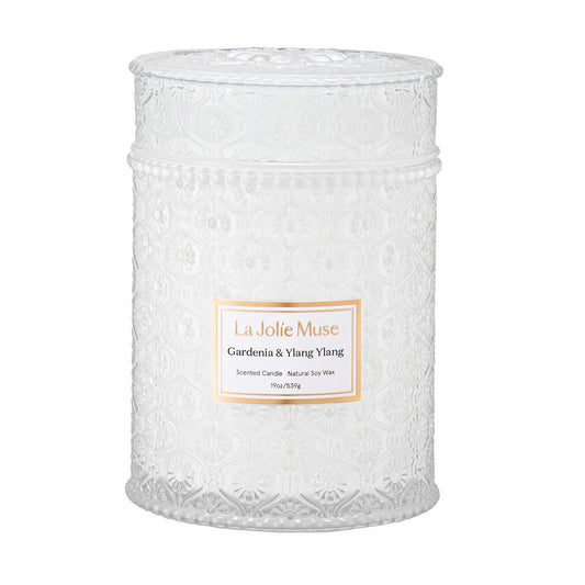 LA JOLIE MUSE Gardenia & Ylang Ylang Scented Candles for Home,19 oz Soy