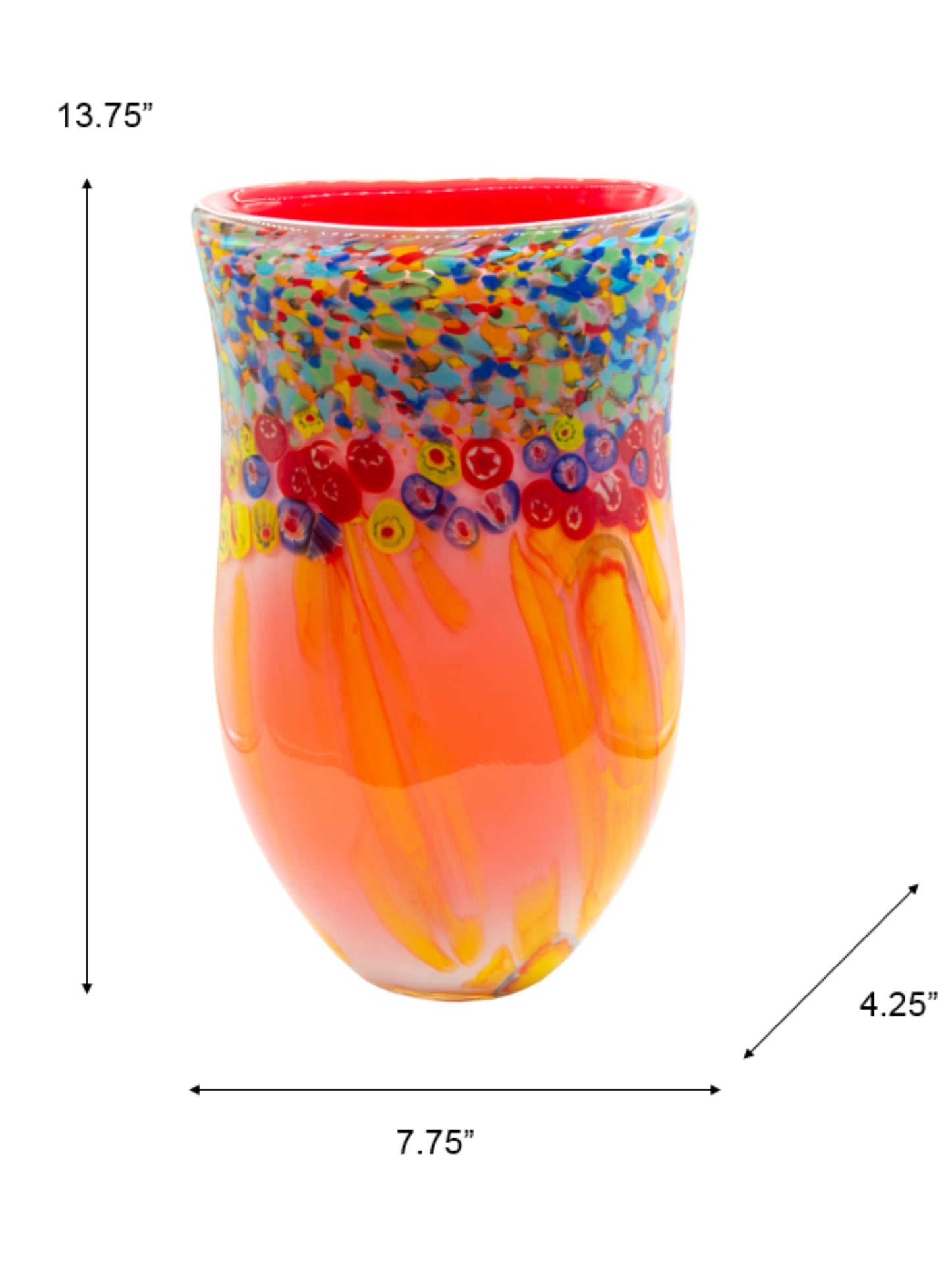 Dale Tiffany AV22246 Art Glass Vase 13.75" Tall Salt Creek Handcrafted Murano-Style Vase for Home Décor, Living Room, Bed Room, Home Office and Gift