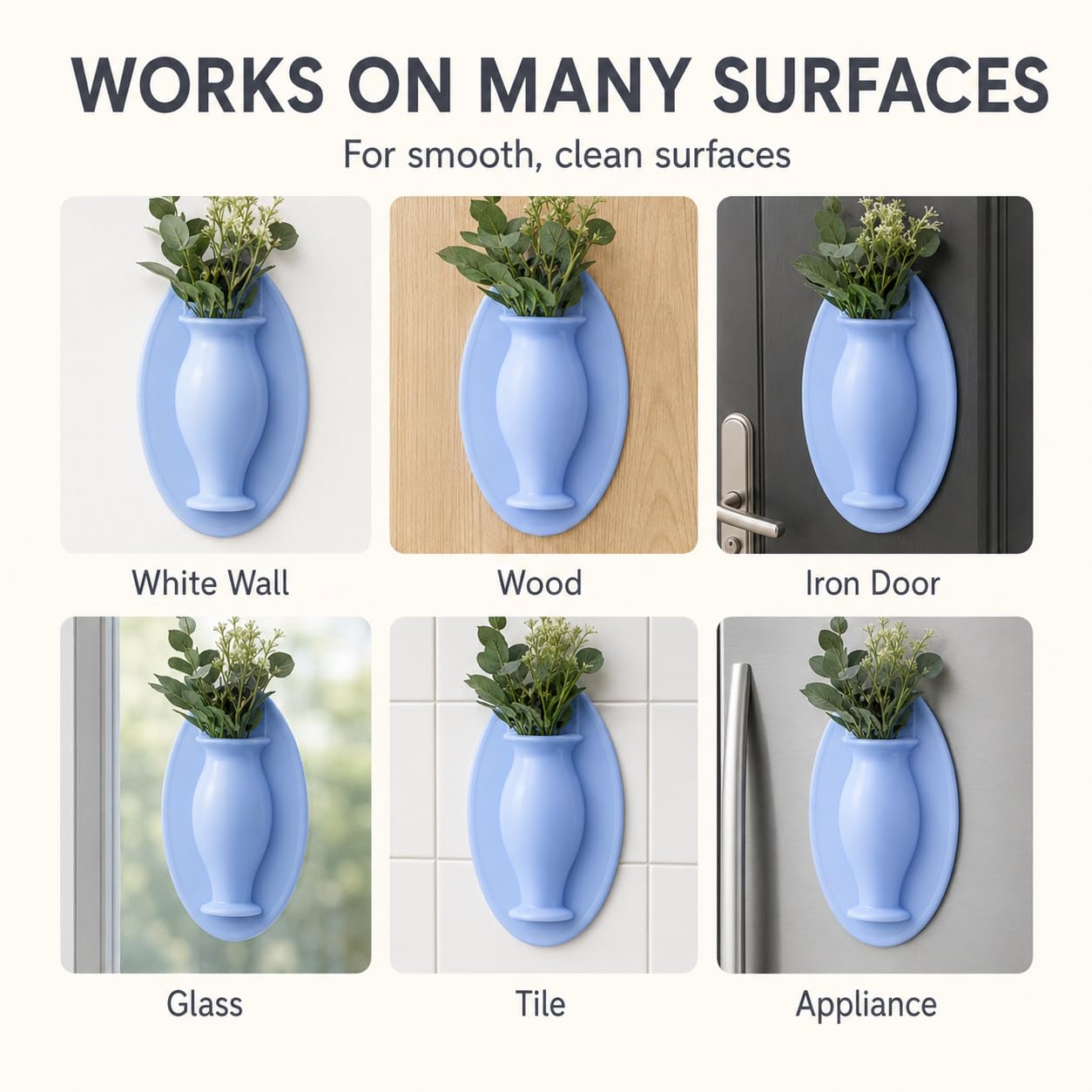 Chezmax Flower Pot Silicone Sticky Vase 3PCs Hanging Decorative Reusable Wall-Mounted Flower Vase